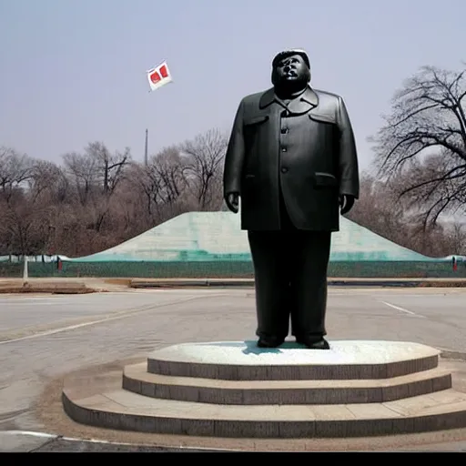 Prompt: statue of morbidly obese donald trump in north korea