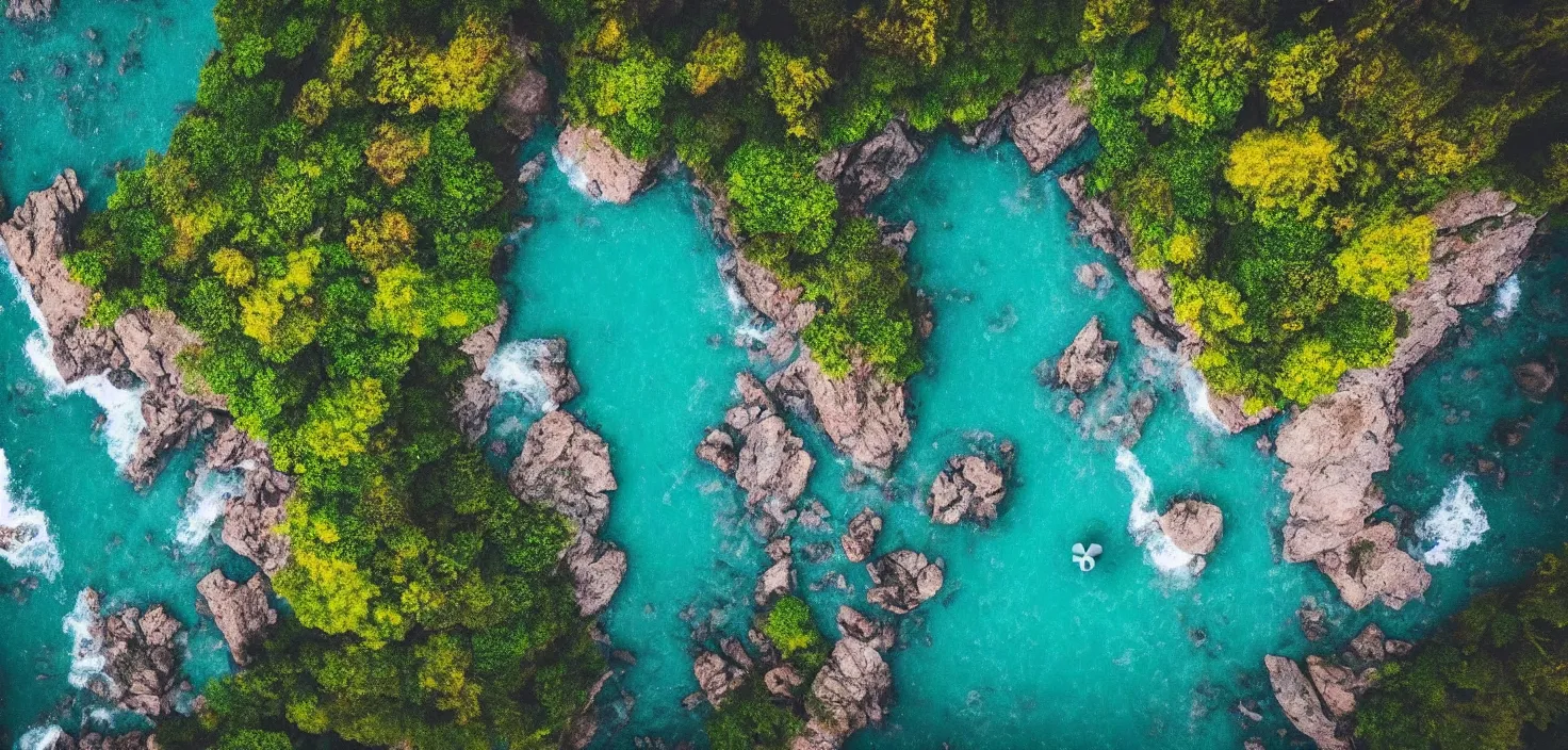 Image similar to nature landscape, aerial view, drone photography, cinematic, mountains and ocean