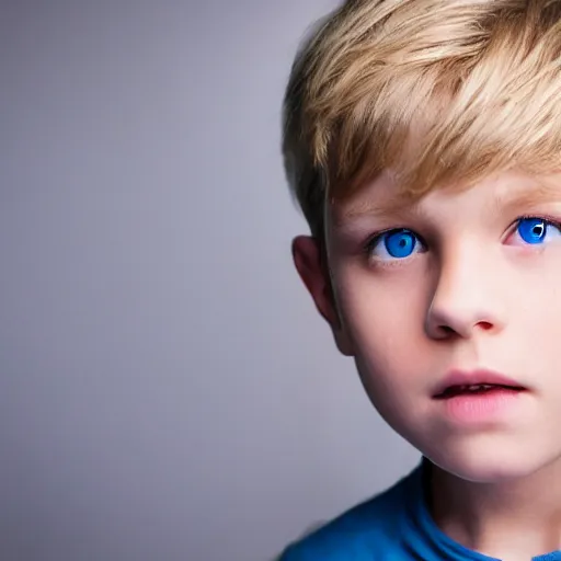 Image similar to photo of a blonde boy with blue eyes, extremely detailed facial features, realistic