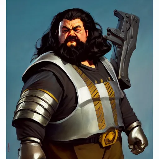 Image similar to greg manchess portrait painting of armored rubeus hagrid as overwatch character, medium shot, asymmetrical, profile picture, organic painting, sunny day, matte painting, bold shapes, hard edges, street art, trending on artstation, by huang guangjian and gil elvgren and sachin teng