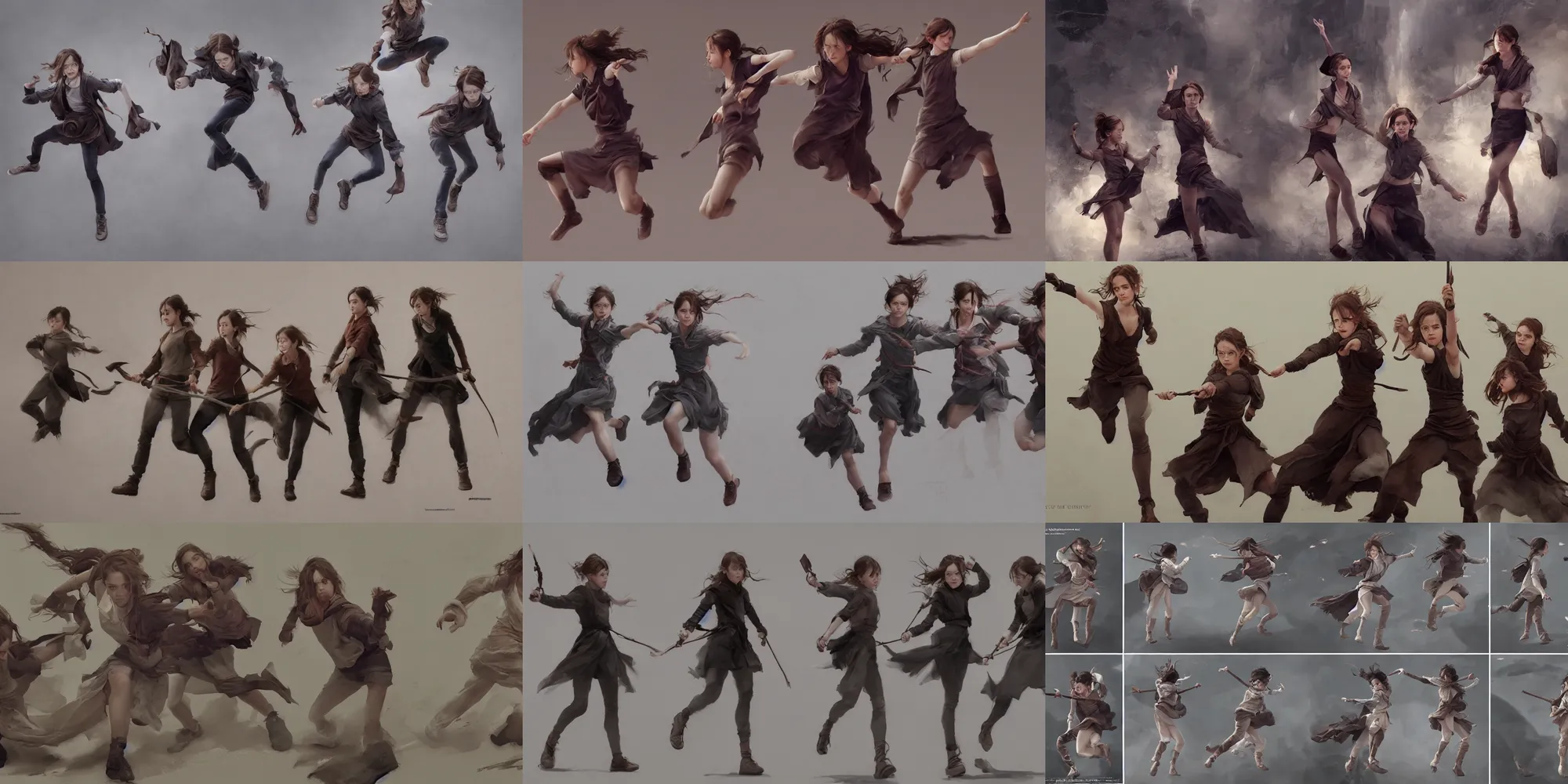 emma watson anime action poses foreshortening motion, Stable Diffusion