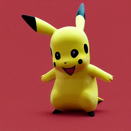 Image similar to isometric pikachu figure, high polygon render