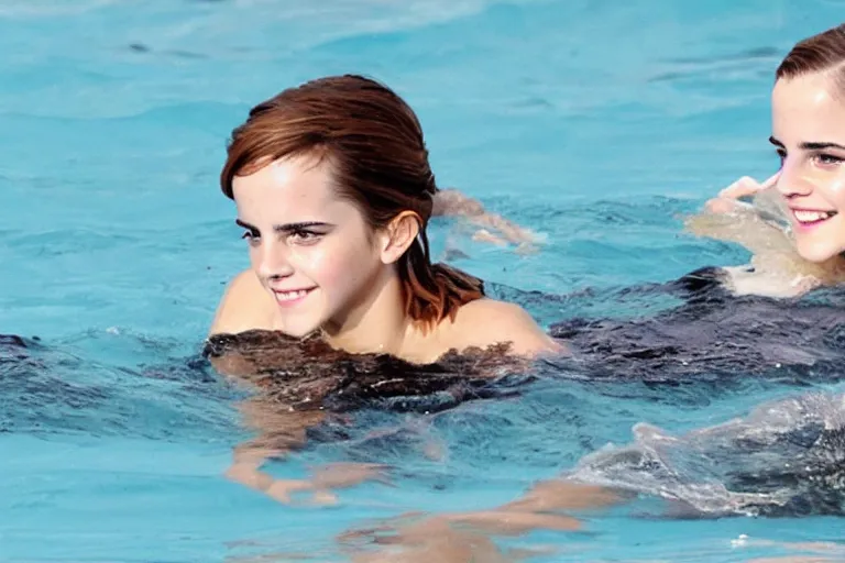 Image similar to emma watson Swim with Dolphins