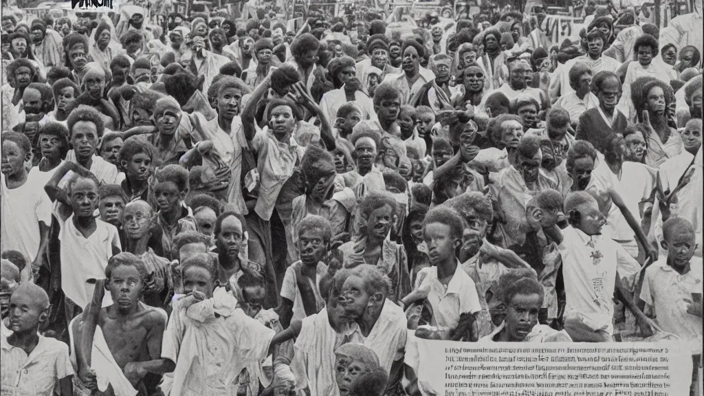 Prompt: 1 9 8 4 ethiopian famine, in the cover of new york times, 8 k