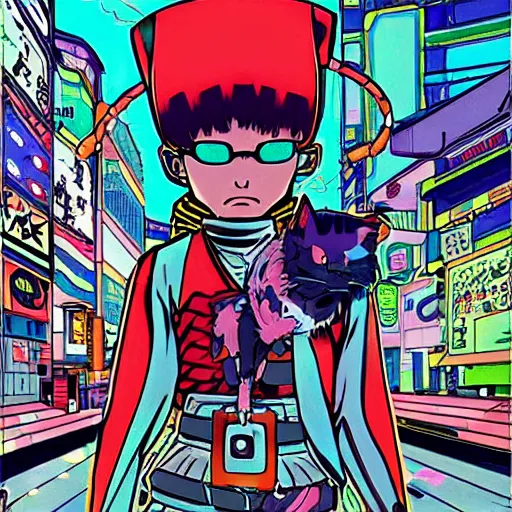 Prompt: cyberpunk cat, 9 0 s japan anime style