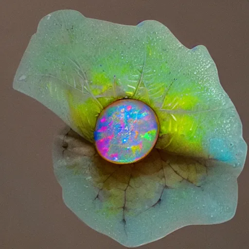 Image similar to a plant with iridescent opals growing from it