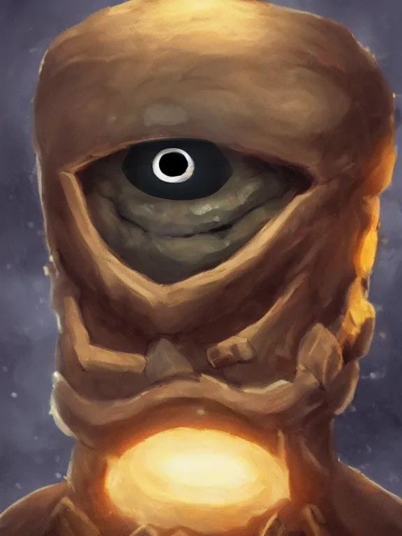 Prompt: One-eyed cyclops without nose. Fantasy art, concept art