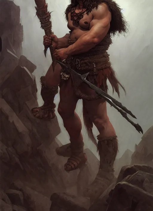Prompt: barbarian, full body, savage, realistic, dnd character art portrait, dark fantasy art, matte fantasy painting, deviantart artstation, by jason felix by steve argyle by tyler jacobson by edgar maxence and caravaggio and michael whelan and delacroix