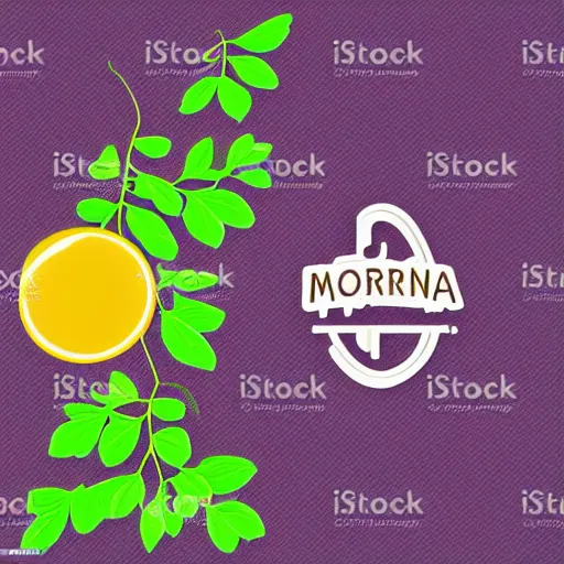 Image similar to moringa juice label, simple vector art, logo, label, template, moringa oleifera leaves, trending on artstation
