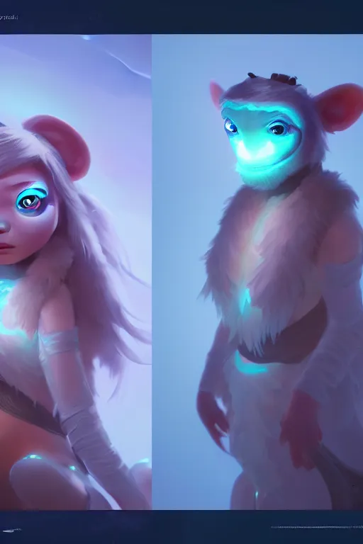 Image similar to super cute Bioluminescent night raider character concept, soft light, soft mood, realistic body features and face, illustration, painting oil on canvas by Elena Zhurikhina and Goro Fujita and Charlie Bowater, octane render trending on artstation, 4k, 8k, HD