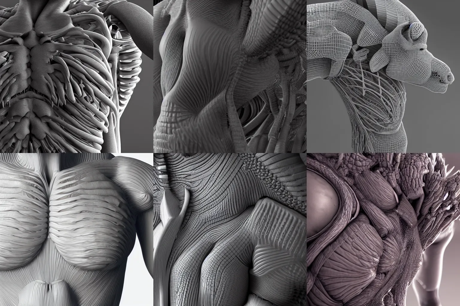 Prompt: closeup internal anatomy of a unicorn torso, intricate 3D visualization made in Octane