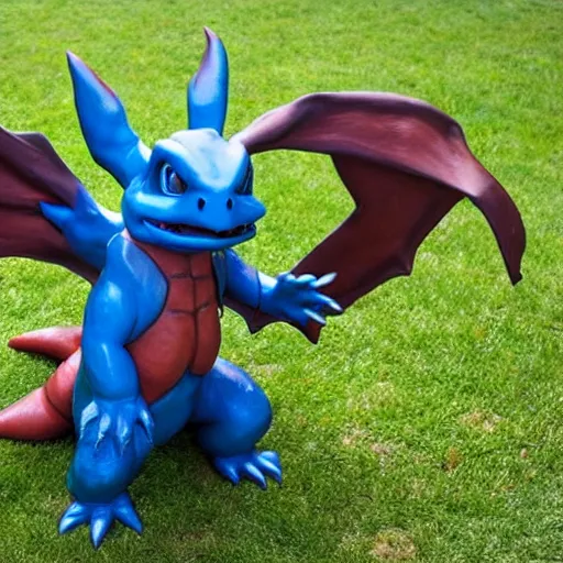 Prompt: a monstrous hybrid of Charizard and Squirtle, clay sculpture created by Dr. Garuda.