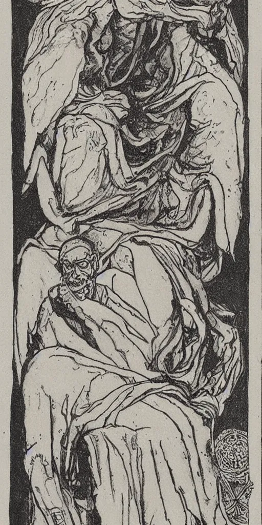 Prompt: the hermit tarot card by austin osman spare