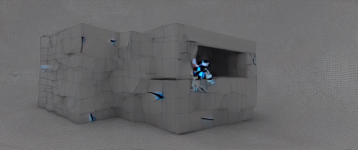 Image similar to 3 d render of schrodinger's cat in a box, quantum paradox, dead and alive, quantum superposition, waves and particles, wave function, scifi style, concept art, artsation 4 k