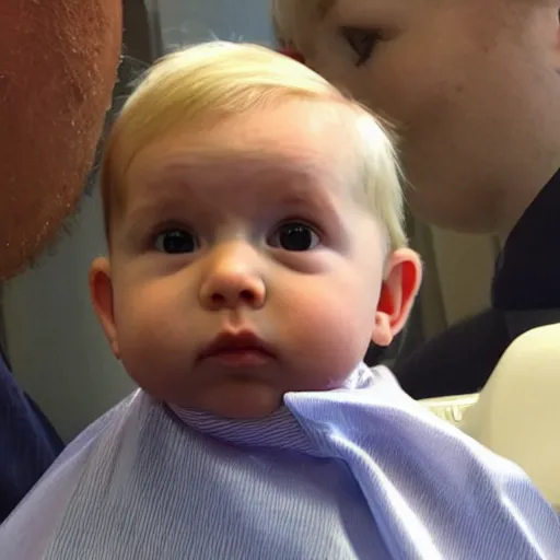 Prompt: baby with a mike pence haircut