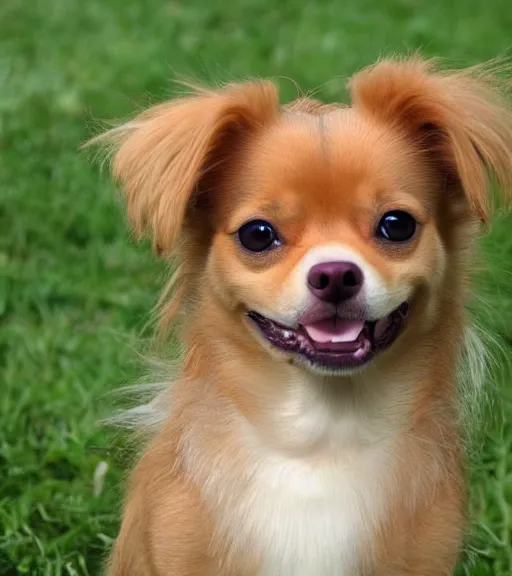 fully grown tan pit bull long haired chihuahua Stable Diffusion