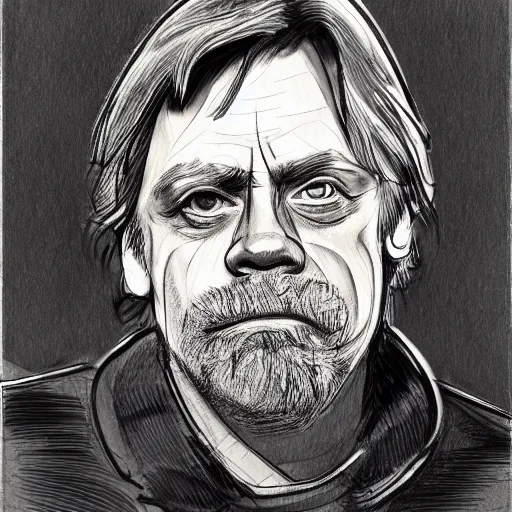 Image similar to a realistic yet scraggly portrait sketch of the side profile of a stern and sophisticated mark hamill, trending on artstation, intricate details, in the style of frank auerbach, in the style of sergio aragones, in the style of martin ansin, in the style of david aja, in the style of mattias adolfsson