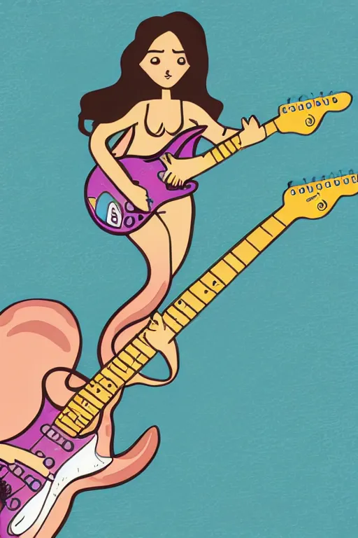 Image similar to illustration of a mermaid playing an stratocaster electric guitar