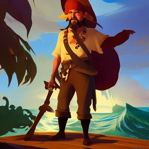 Image similar to painting jack the pirate on sea of thieves game avatar hero smooth face median photoshop filter cutout vector behance hd by jesper ejsing, by rhads, makoto shinkai and lois van baarle, ilya kuvshinov, rossdraws, illustration, art by ilya kuvshinov and gustav klimt