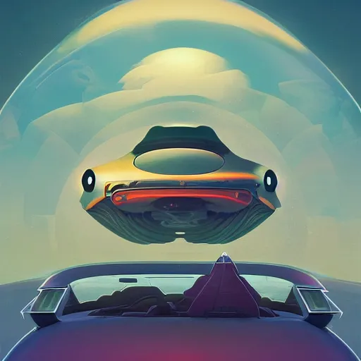 Image similar to retro futuristic car ad by tyler edlin and petros afshar and christopher balaskas and marius borgeaud and kiliain eng, atomic age maximalist, art nouveau, well proportioned, highly detailed