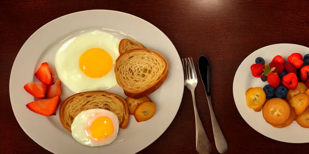 Image similar to photo of breakfast, close - up, low saturation, diffuse light