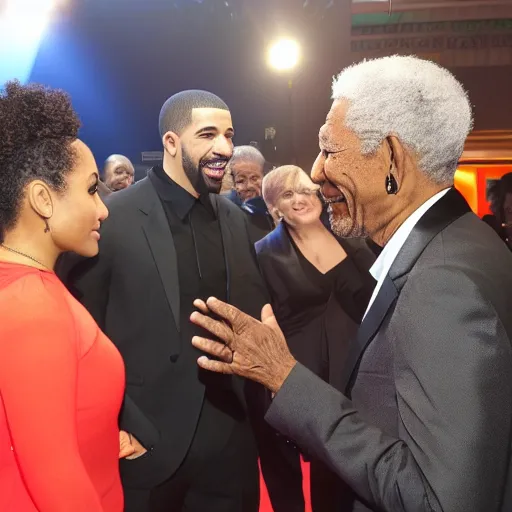 Image similar to drake meeting morgan freeman