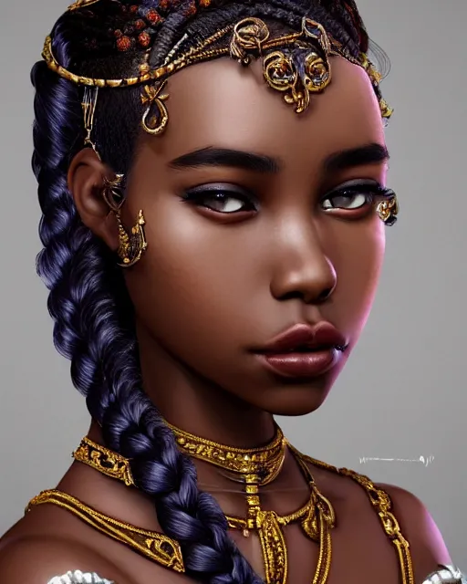 fancy side portrait of a gorgeous dark skinned goddess | Stable ...