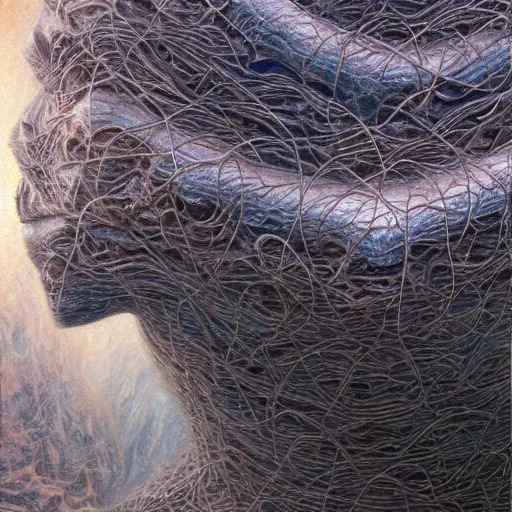 Image similar to Alien planet, hyper-realistic oil painting, Environmental art by Peter Gric, Marco Mazzoni