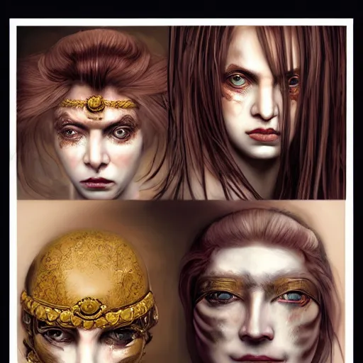 Prompt: portrait of a Shibari rope wrapped face and neck, headshot, insanely nice professional hair style, dramatic hair color, digital painting, of a old 15th century, roman soilder, amber jewels, baroque, ornate clothing, scifi, realistic, hyperdetailed, chiaroscuro, concept art, art by Franz Hals and Jon Foster and Ayami Kojima and Amano and Karol Bak,