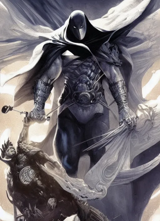 Image similar to digital _ painting _ of _ moon knight _ by _ filipe _ pagliuso _ and _ justin _ gerard _ symmetric _ fantasy _ highly _ detailed _ realistic _ intricate _ port