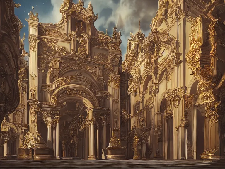 Image similar to full body portrait of a baroque cathedral if it was an e-girl 🍑, fantasy artwork, award winning, very very very very very very very beautiful scenery, artstation