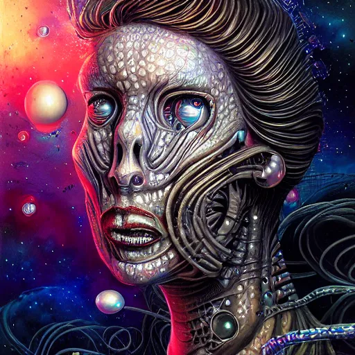 Image similar to underwater cosmic fractal biopunk giger portrait, pixar style, by tristan eaton stanley artgerm and tom bagshaw.