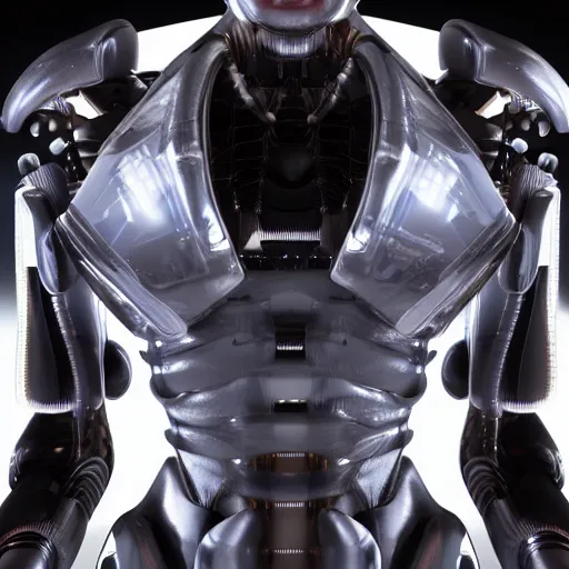 Prompt: futuristic cyborg made of graphene, metallic surface, futuristic, 8 k, dramatic light, unreal engine