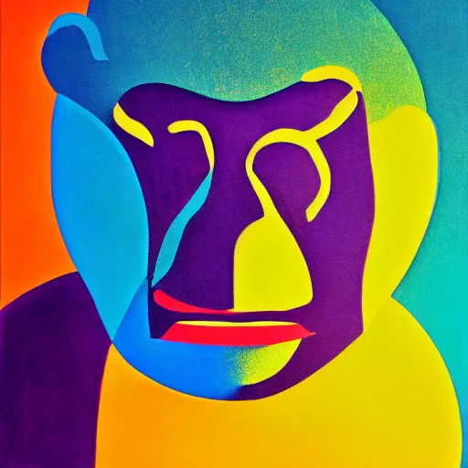 Image similar to abstract portrait of monkey, in the style of herbert bayer