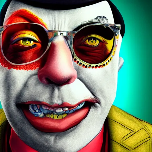 Image similar to perfectly - centered - portrait of dr. rockzo, the rock n'roll clown, i do cocaine, intricate, highly detailed, digital painting, artstation, concept art, smooth, sharp focus, illustration, unreal engine 5, 8 k, art by sam spratt