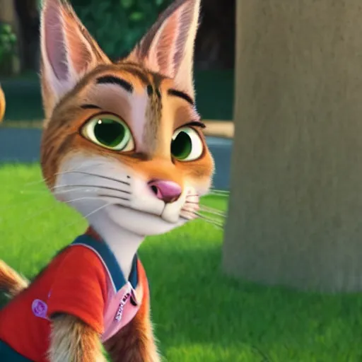 Image similar to a portrait of a girl tabby cat in zootopia (2016)