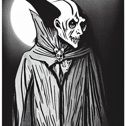 Image similar to nosferatu, dramatic pose, in the style of steffen kverneland