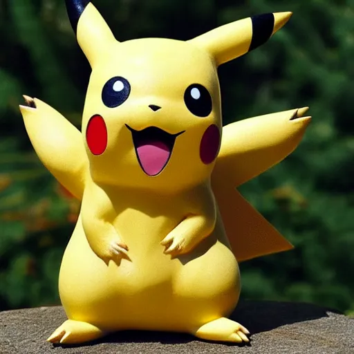 Image similar to Pikachu Sculpture made out of Wood