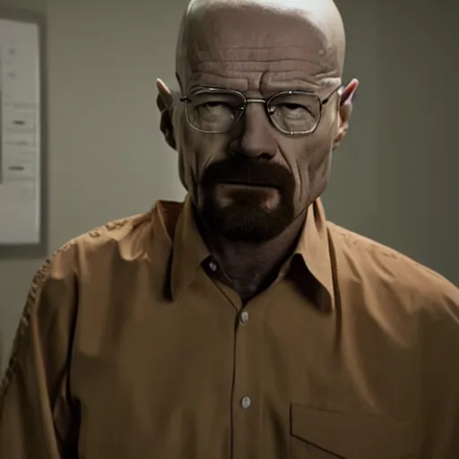 Image similar to walter white as a werewolf, film still, high detail