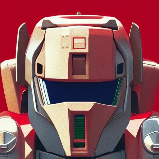 Image similar to red colored, gundam head, v - fin, octane render, soft light, mekka, behance, vector, highly detailed illustration, realistic, artstation. com, by kunio okawara, yoshikazu yasuhiko, syd mead, mamoru nagano,