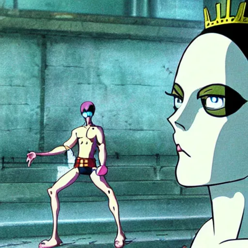 Image similar to “Movie stills from a Watchmen Anime adaptation by Hayao Miyazaki.”