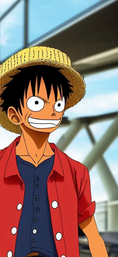 Image similar to “ a portrait of luffy at a airport, side shot, 8 k resolution, high quality ”