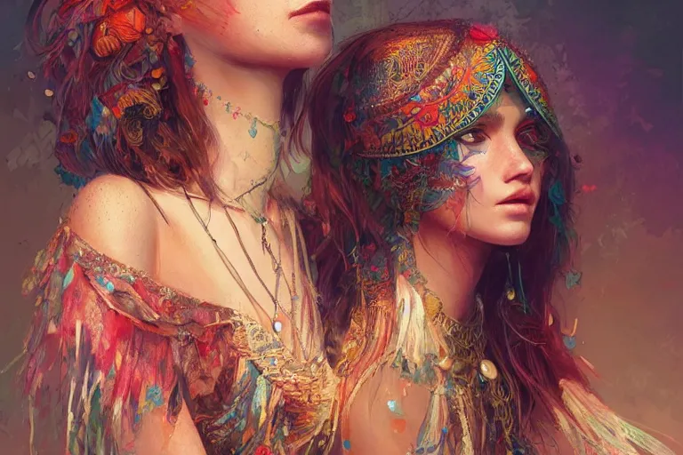 Prompt: a beautiful bohemian girl, intricate, highly detailed, digital painting,, artstation, official media, concept art, rich vivid colors, ambient lighting, sharp focus, illustration, art by wlop