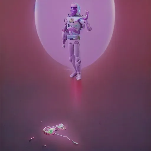 Prompt: pink buzz lightyear painted by zdzisław beksinski, capitalism realism, hyper detailed, 4 k