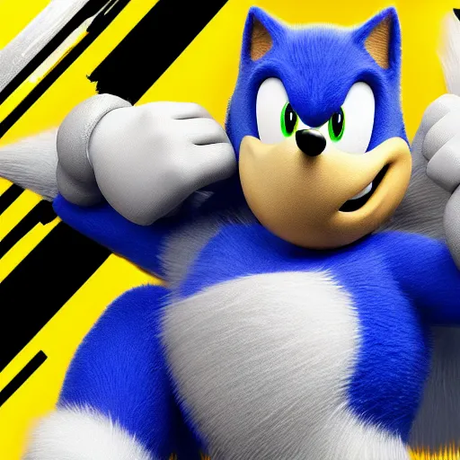 Image similar to John Cena Sonic the Hedgehog, photo, detailed, 4k