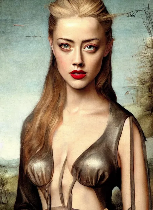 Image similar to amber heard painted by hieronymus bosch, detailed digital art, trending on Artstation