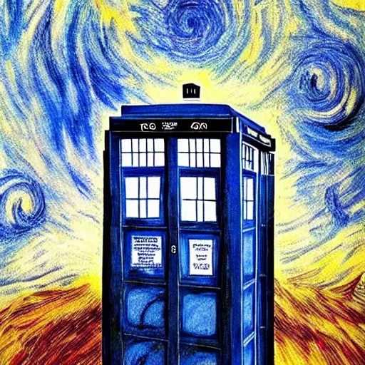 Prompt: a tardis exploding by van gough, insanely detailed