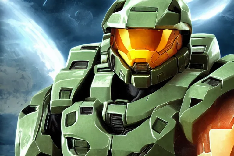 Image similar to halo master chief in the style of anime, hd, 8 k