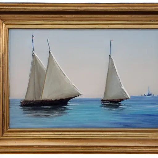 Prompt: oil painting of boat with sail