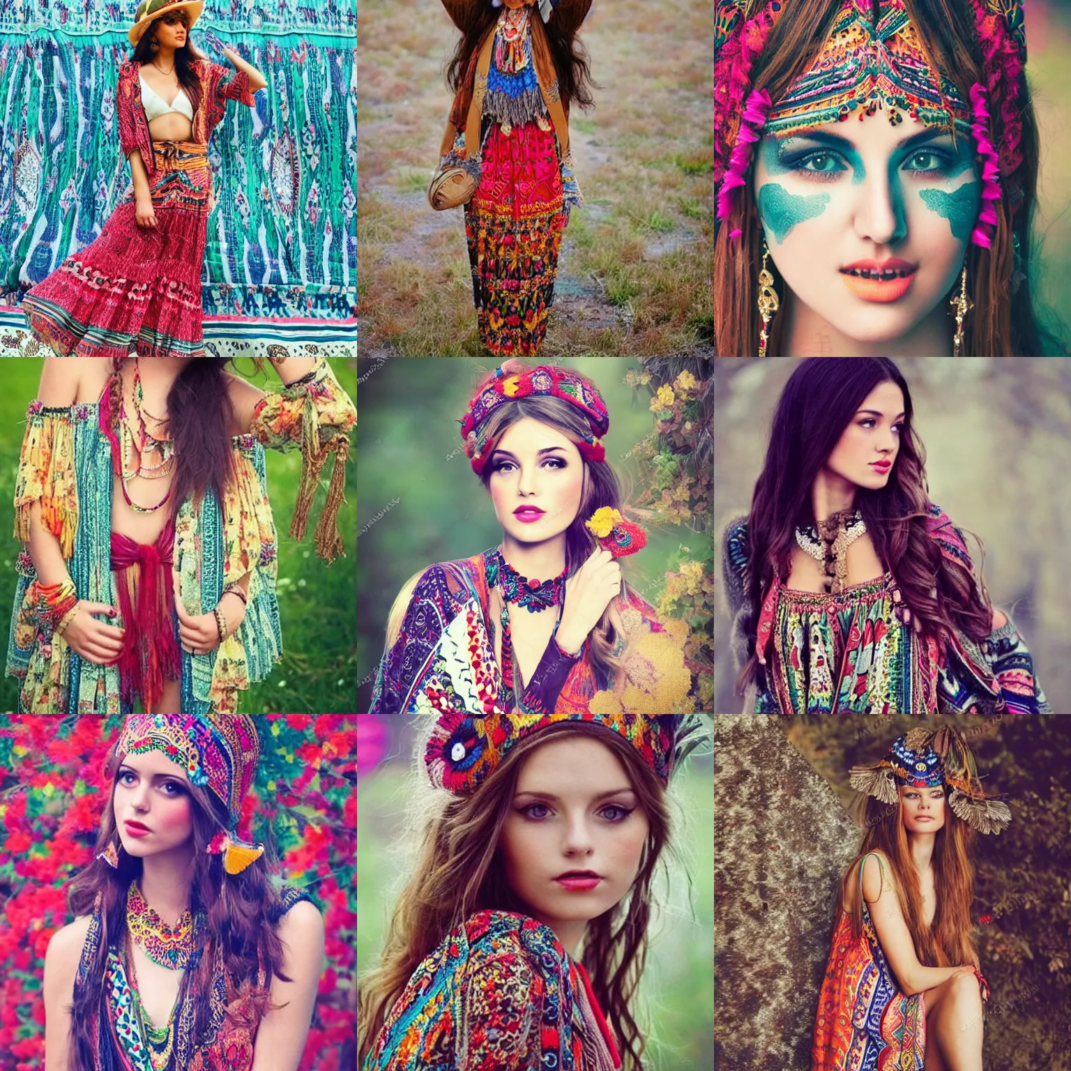 Image similar to pretty girl in bohemian style